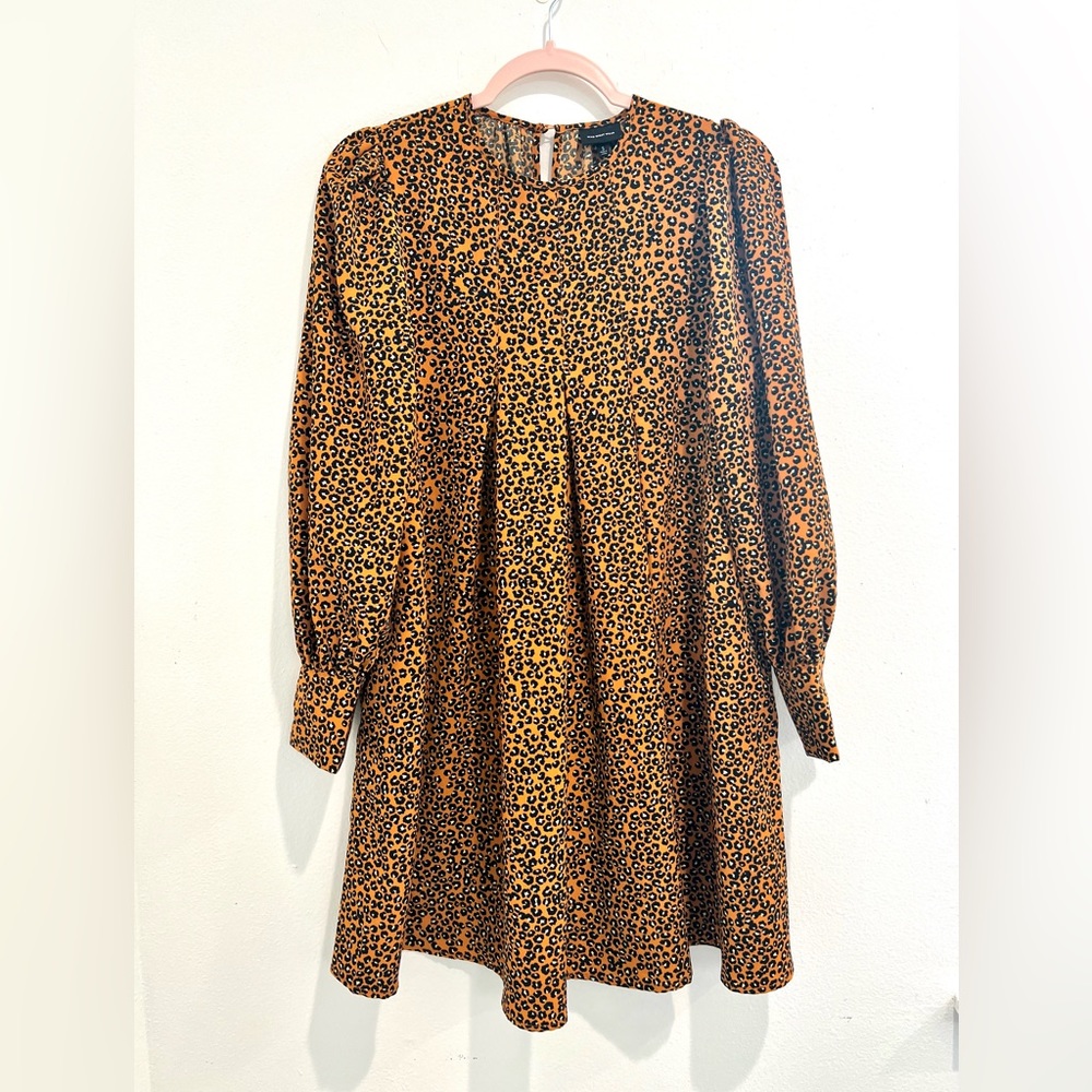 Who What Wear Animal Print Leopard Long Sleeve Dress Women's Size Small